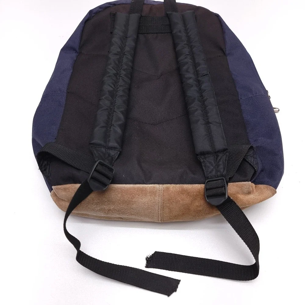 Vintage 90s Starter Backpack Dark Blue Suede Leather Bottom‎ Accents